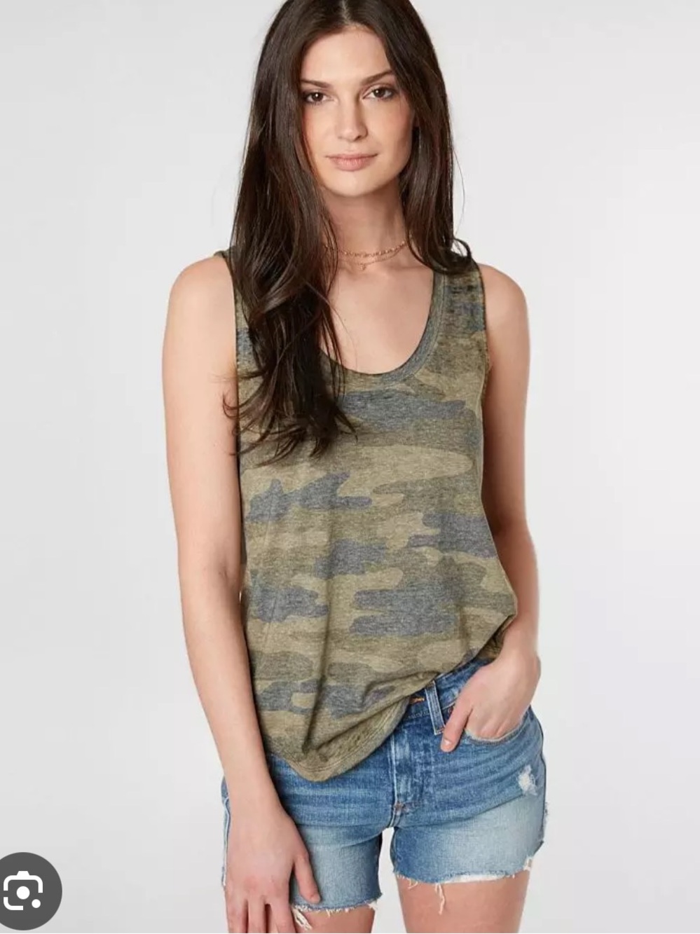 Lucky Brand Camo Tank Top Size L Olive Green Camouflage - Picture 1 of 8